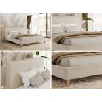 Łóżko tapicerowane LUMARO CLASSIC 160x200 - materac pocket - kremowy, struktura