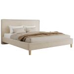 Łóżko tapicerowane LUMARO CLASSIC 180x200 - materac pocket - kremowy, struktura