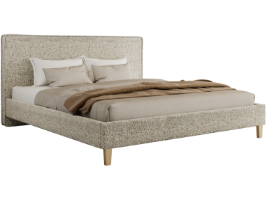 Łóżko tapicerowane LUMARO CLASSIC 200x200 - materac piankowy - beżowy, struktura