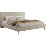 Łóżko tapicerowane LUMARO CLASSIC 160x200 - materac pocket - beżowy, struktura