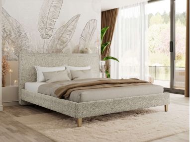 Łóżko tapicerowane LUMARO CLASSIC 180x200 - materac pocket - beżowy, struktura