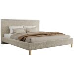 Łóżko tapicerowane LUMARO CLASSIC 180x200 - materac pocket - beżowy, struktura