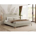 Łóżko tapicerowane LUMARO CLASSIC 140x200 - materac multipocket - beżowy, struktura