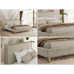 Łóżko tapicerowane LUMARO CLASSIC 160x200 - materac multipocket - beżowy, struktura