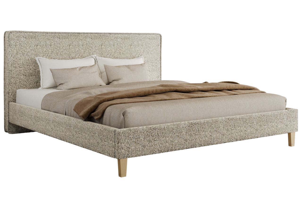 Łóżko tapicerowane LUMARO CLASSIC 160x200 - materac multipocket - beżowy, struktura