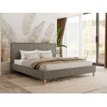 Łóżko tapicerowane LUMARO CLASSIC 140x200 - materac pocket - szary, struktura