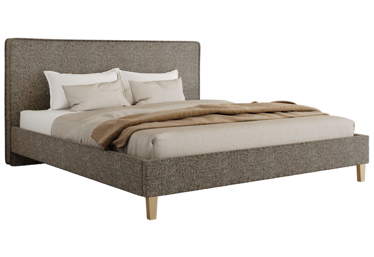 Łóżko tapicerowane LUMARO CLASSIC 140x200 - materac pocket - szary, struktura