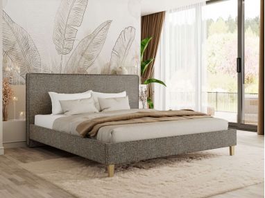 Łóżko tapicerowane LUMARO CLASSIC 160x200 - materac pocket - szary, struktura