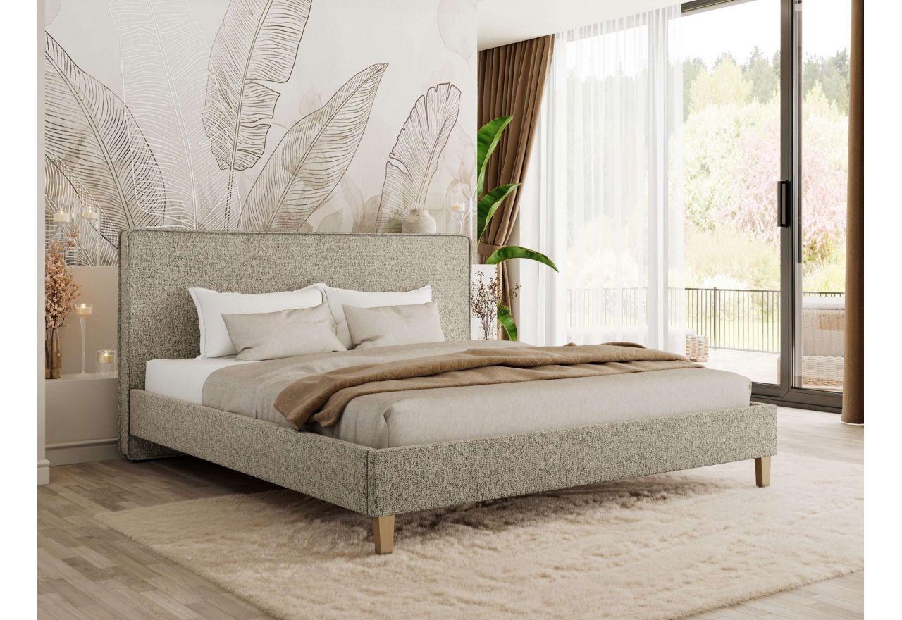 Łóżko tapicerowane LUMARO CLASSIC 180x200 - materac piankowy - ciemnobeżowy, struktura