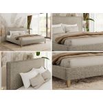 Łóżko tapicerowane LUMARO CLASSIC 180x200 - materac piankowy - ciemnobeżowy, struktura