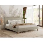 Łóżko tapicerowane LUMARO CLASSIC 140x200 - materac pocket - ciemnobeżowy, struktura
