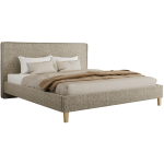 Łóżko tapicerowane LUMARO CLASSIC 140x200 - materac pocket - ciemnobeżowy, struktura