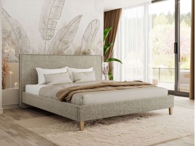 Łóżko tapicerowane LUMARO CLASSIC 180x200 - materac pocket - ciemnobeżowy, struktura