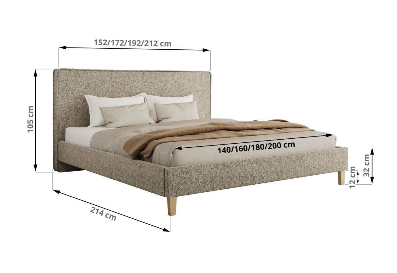 Łóżko tapicerowane LUMARO CLASSIC 140x200 - materac multipocket - ciemnobeżowy, struktura