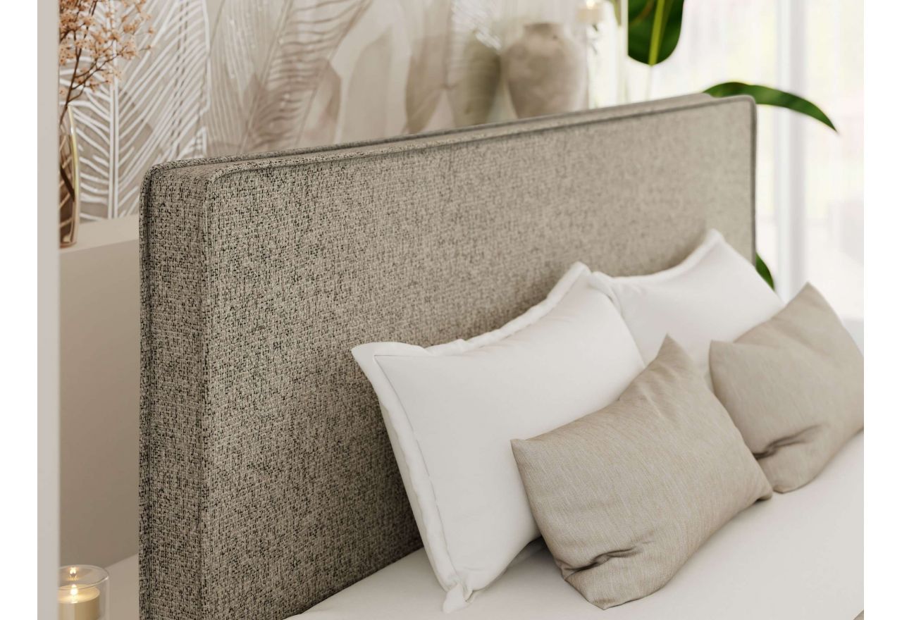 Łóżko tapicerowane LUMARO CLASSIC 140x200 - materac multipocket - ciemnobeżowy, struktura