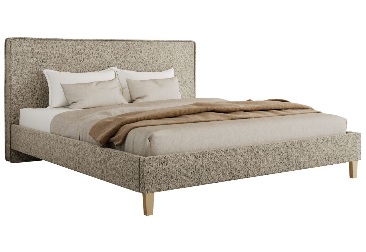 Łóżko tapicerowane LUMARO CLASSIC 140x200 - materac multipocket - ciemnobeżowy, struktura