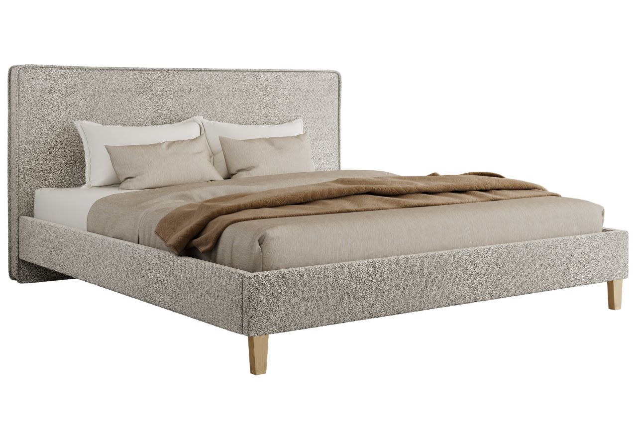 Łóżko tapicerowane LUMARO CLASSIC 200x200 - jasnoszary, struktura