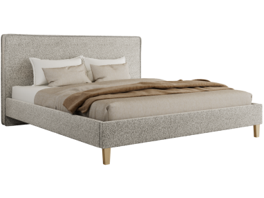 Łóżko tapicerowane LUMARO CLASSIC 200x200 - materac piankowy - jasnoszary, struktura