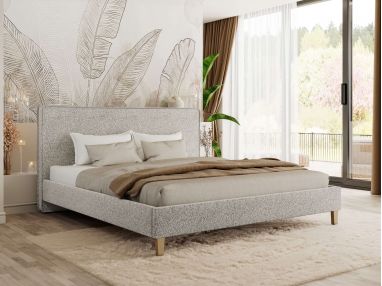 Łóżko tapicerowane LUMARO CLASSIC 160x200 - materac pocket - jasnoszary, struktura