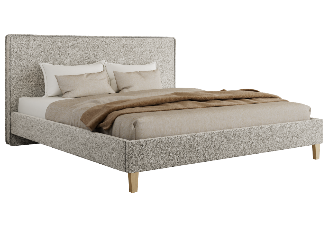 Łóżko tapicerowane LUMARO CLASSIC 160x200 - materac pocket - jasnoszary, struktura