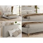 Łóżko tapicerowane LUMARO CLASSIC 160x200 - materac pocket - jasnoszary, struktura