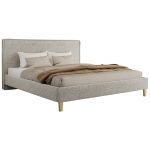 Łóżko tapicerowane LUMARO CLASSIC 180x200 - materac pocket - jasnoszary, struktura