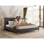 Łóżko tapicerowane LUMARO CLASSIC 200x200 - materac multipocket - jasnoszary, struktura