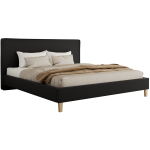 Łóżko tapicerowane LUMARO CLASSIC 140x200 - materac multipocket - czarny, ekoskóra