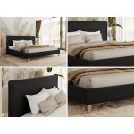 Łóżko tapicerowane LUMARO CLASSIC 200x200 - materac multipocket - czarny, ekoskóra