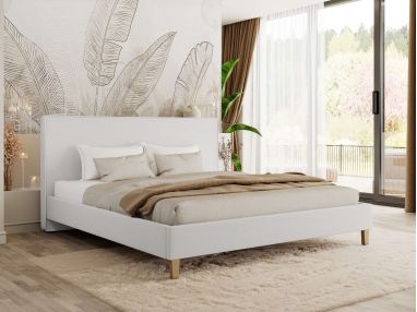 Łóżko tapicerowane LUMARO CLASSIC 180x200 - biały, ekoskóra