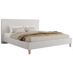 Łóżko tapicerowane LUMARO CLASSIC 160x200 - materac piankowy - biały, ekoskóra