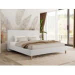 Łóżko tapicerowane LUMARO CLASSIC 180x200 - materac piankowy - biały, ekoskóra