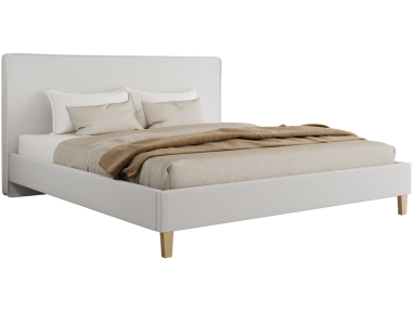 Łóżko tapicerowane LUMARO CLASSIC 160x200 - materac pocket - biały, ekoskóra