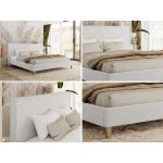 Łóżko tapicerowane LUMARO CLASSIC 180x200 - materac pocket - biały, ekoskóra