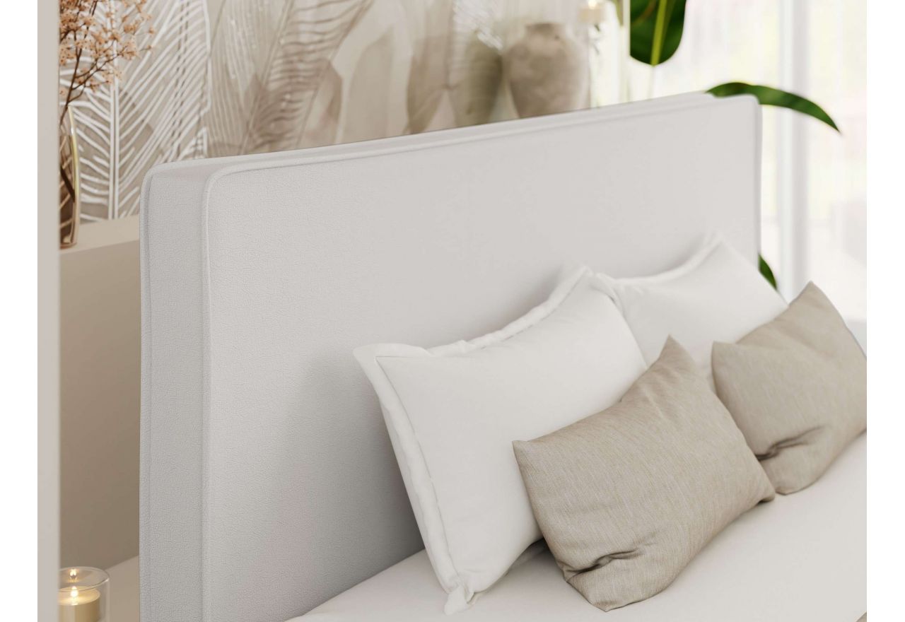 Łóżko tapicerowane LUMARO CLASSIC 140x200 - materac multipocket - biały, ekoskóra