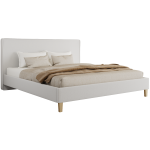 Łóżko tapicerowane LUMARO CLASSIC 180x200 - materac multipocket - biały, ekoskóra