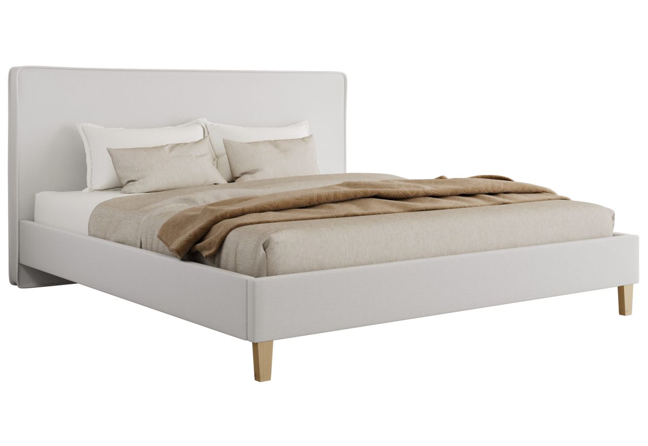 Łóżko tapicerowane LUMARO CLASSIC 180x200 - materac multipocket - biały, ekoskóra