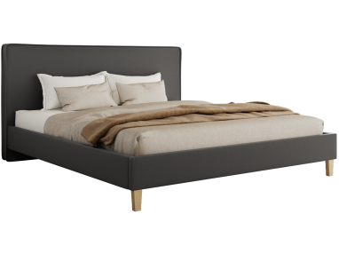Łóżko tapicerowane LUMARO CLASSIC 180x200 - materac piankowy - ciemnoszary, ekoskóra