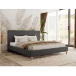 Łóżko tapicerowane LUMARO CLASSIC 140x200 - materac pocket - ciemnoszary, ekoskóra