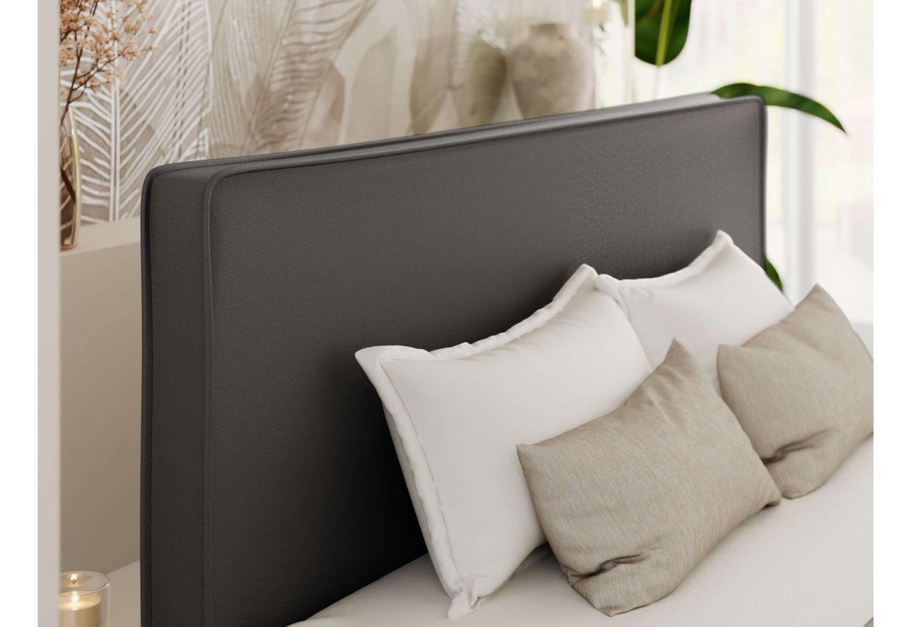 Łóżko tapicerowane LUMARO CLASSIC 180x200 - materac pocket - ciemnoszary, ekoskóra