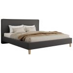 Łóżko tapicerowane LUMARO CLASSIC 200x200 - materac pocket - ciemnoszary, ekoskóra