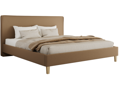 Łóżko tapicerowane LUMARO CLASSIC 180x200 - materac piankowy - brązowy, ekoskóra