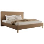 Łóżko tapicerowane LUMARO CLASSIC 180x200 - materac piankowy - brązowy, ekoskóra