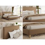 Łóżko tapicerowane LUMARO CLASSIC 160x200 - materac multipocket - brązowy, ekoskóra