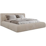 Łóżko tapicerowane TILBEA CLASSIC 160x200 - materac pocket - beżowy, sztruks