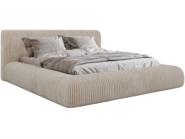 Łóżko tapicerowane TILBEA CLASSIC 200x200 - materac pocket - beżowy, sztruks