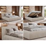 Łóżko tapicerowane TILBEA CLASSIC 200x200 - materac pocket - beżowy, sztruks