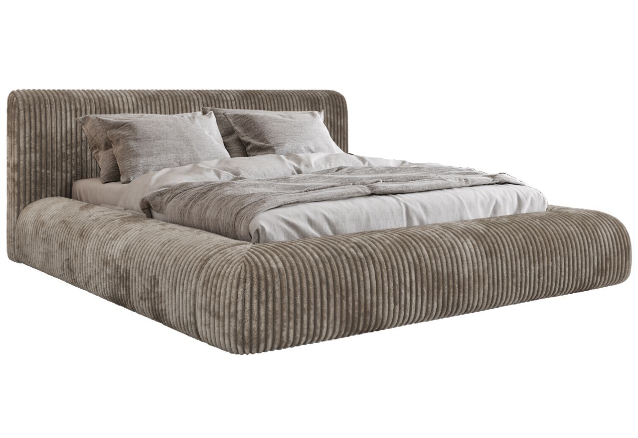 Łóżko tapicerowane TILBEA CLASSIC 160x200 - jasnobrązowy, sztruks