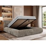 Łóżko tapicerowane TILBEA CLASSIC 160x200 - materac pocket - jasnobrązowy, sztruks