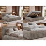 Łóżko tapicerowane TILBEA CLASSIC 180x200 - materac pocket - jasnobrązowy, sztruks